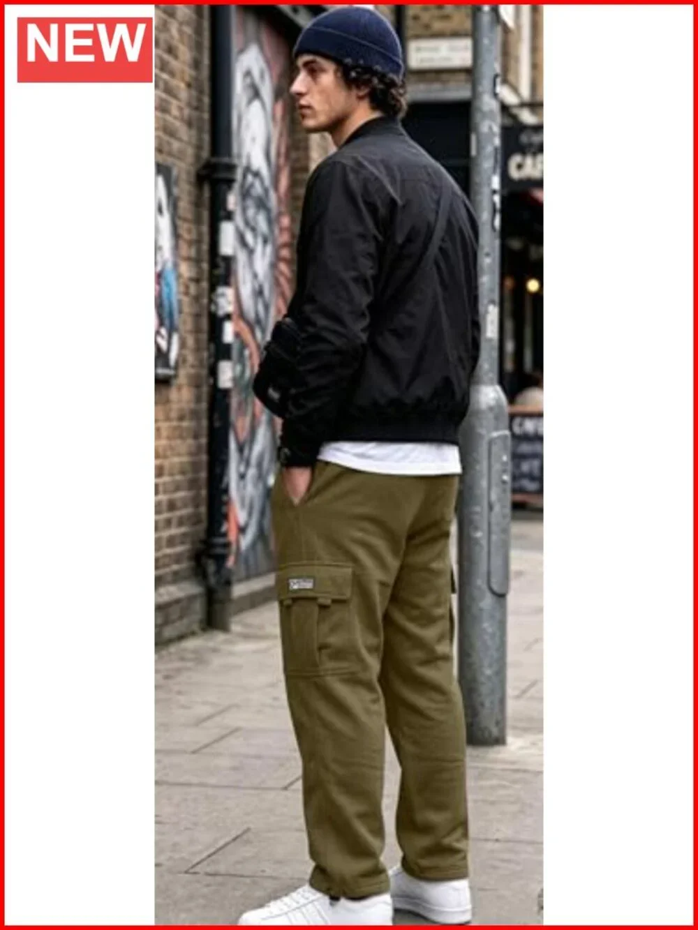 Men's Cotton Cargo Sweatpants Joggers with 6 Pockets Adjustable Drawstring
